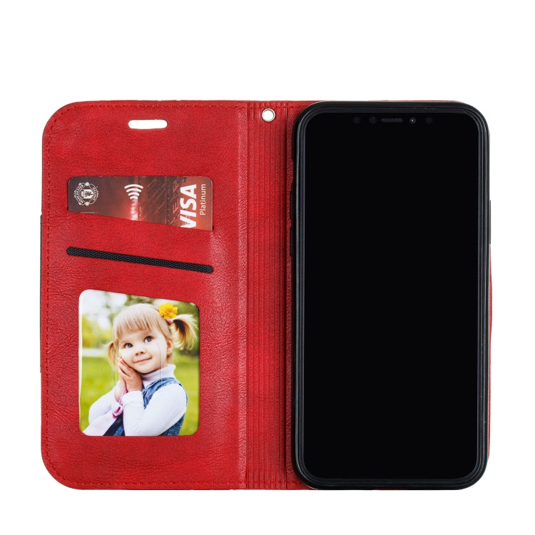 For iPhone 11 Splicing Color Magnetic Hem Horizontal Flip Leather Case with Holder & Card Slots