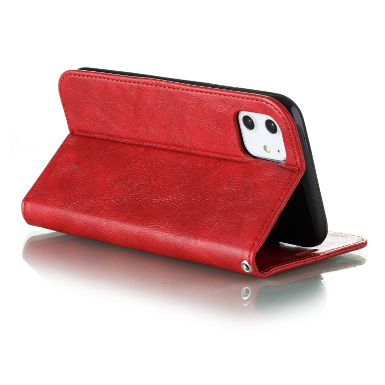 For iPhone 11 Splicing Color Magnetic Hem Horizontal Flip Leather Case with Holder & Card Slots