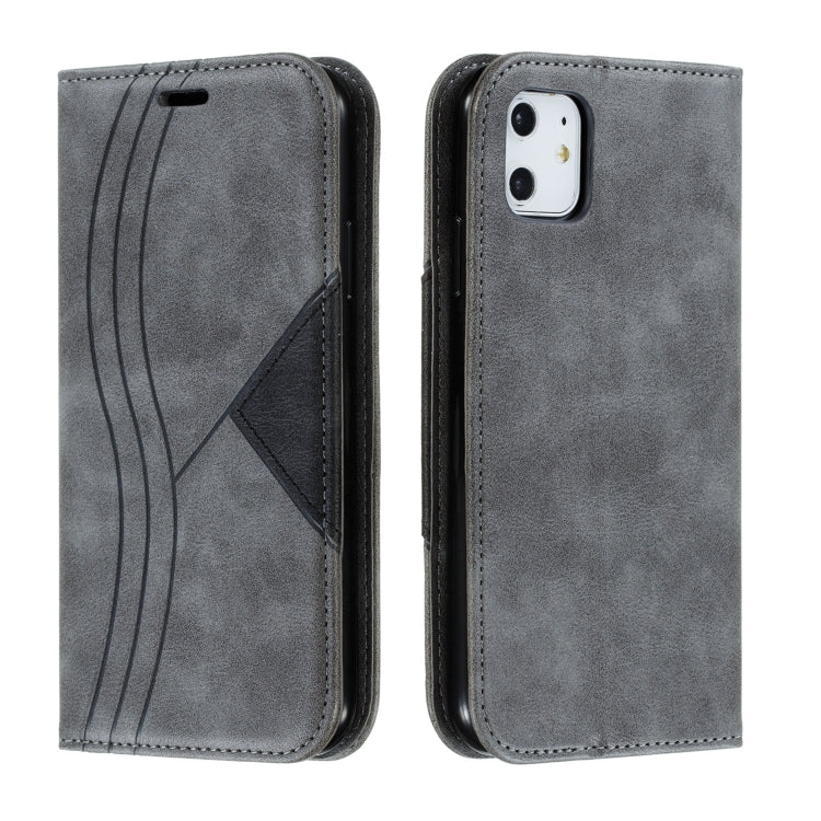 For iPhone 11 Splicing Color Magnetic Hem Horizontal Flip Leather Case with Holder & Card Slots
