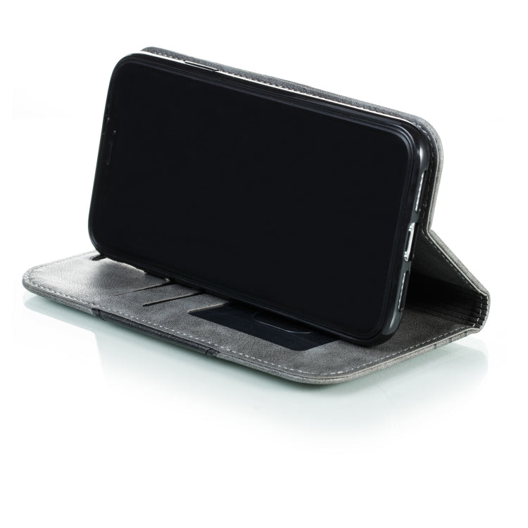 For iPhone 11 Splicing Color Magnetic Hem Horizontal Flip Leather Case with Holder & Card Slots