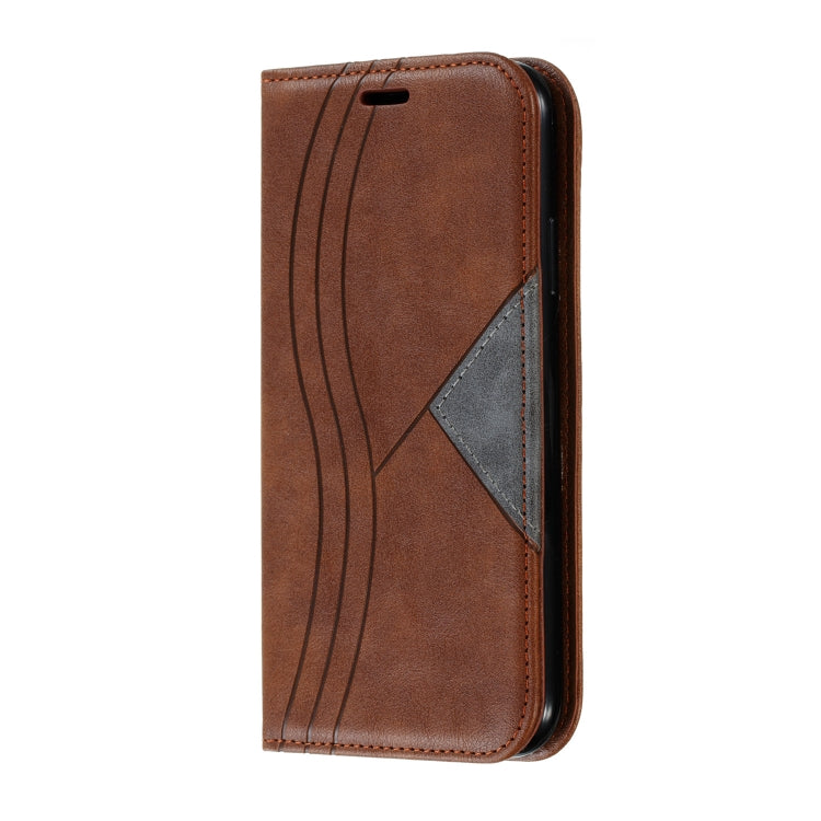 For iPhone 11 Splicing Color Magnetic Hem Horizontal Flip Leather Case with Holder & Card Slots