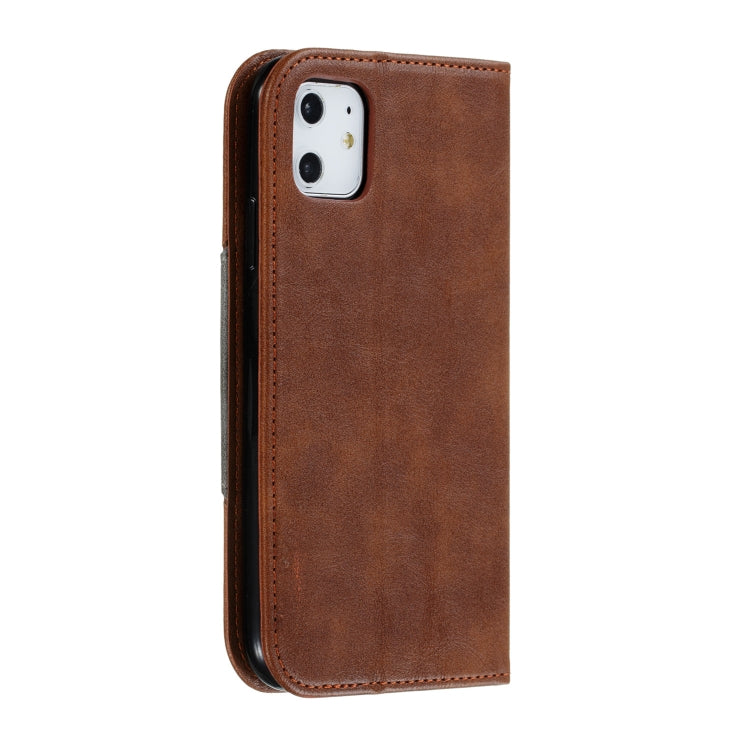 For iPhone 11 Splicing Color Magnetic Hem Horizontal Flip Leather Case with Holder & Card Slots