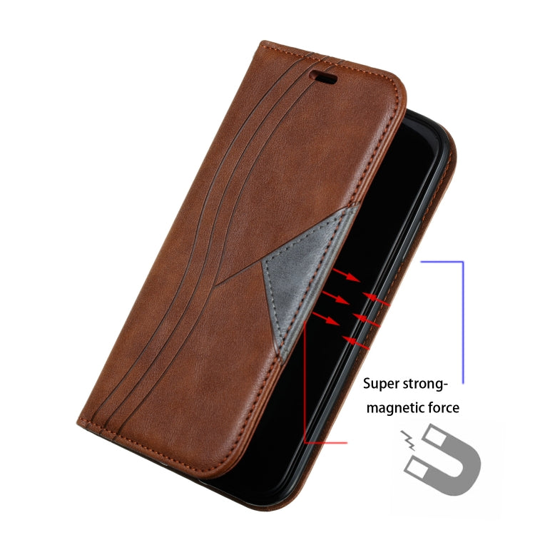 For iPhone 11 Splicing Color Magnetic Hem Horizontal Flip Leather Case with Holder & Card Slots
