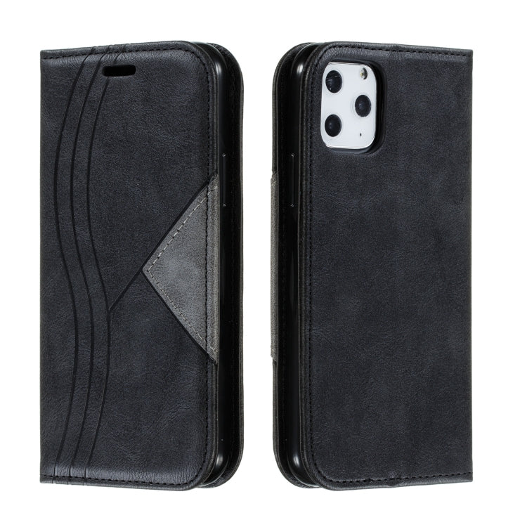 For iPhone 11 Pro Splicing Color Magnetic Hem Horizontal Flip Leather Case with Holder & Card Slots