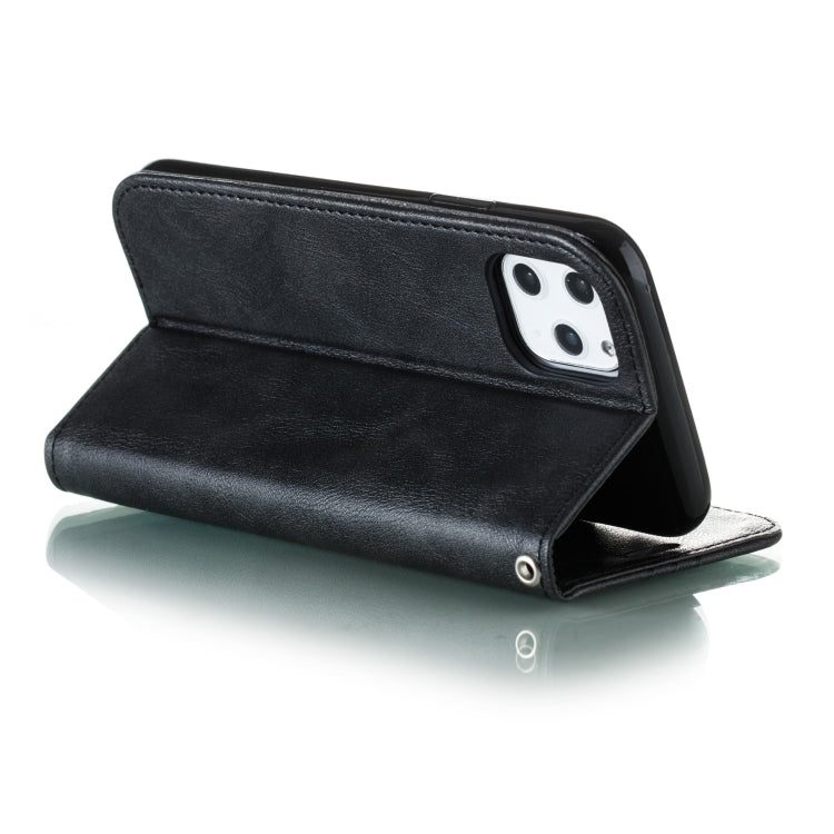 For iPhone 11 Pro Splicing Color Magnetic Hem Horizontal Flip Leather Case with Holder & Card Slots