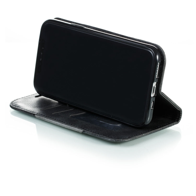 For iPhone 11 Pro Splicing Color Magnetic Hem Horizontal Flip Leather Case with Holder & Card Slots