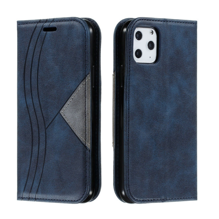 For iPhone 11 Pro Splicing Color Magnetic Hem Horizontal Flip Leather Case with Holder & Card Slots
