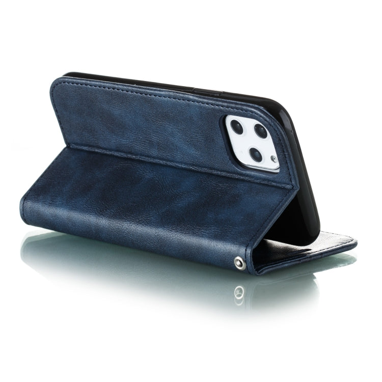 For iPhone 11 Pro Splicing Color Magnetic Hem Horizontal Flip Leather Case with Holder & Card Slots