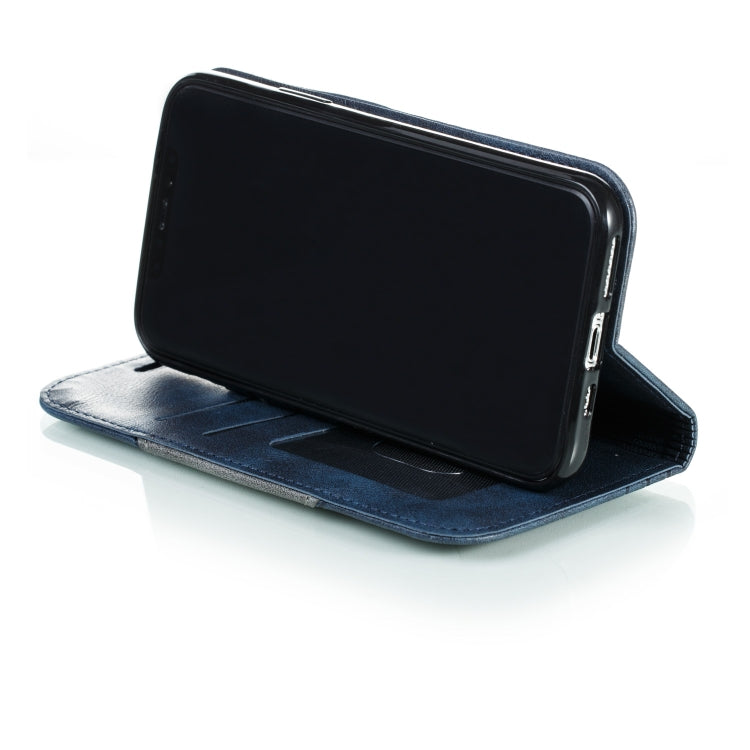 For iPhone 11 Pro Splicing Color Magnetic Hem Horizontal Flip Leather Case with Holder & Card Slots