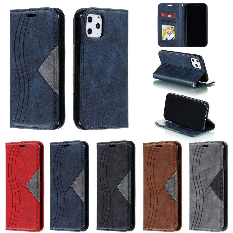 For iPhone 11 Pro Splicing Color Magnetic Hem Horizontal Flip Leather Case with Holder & Card Slots