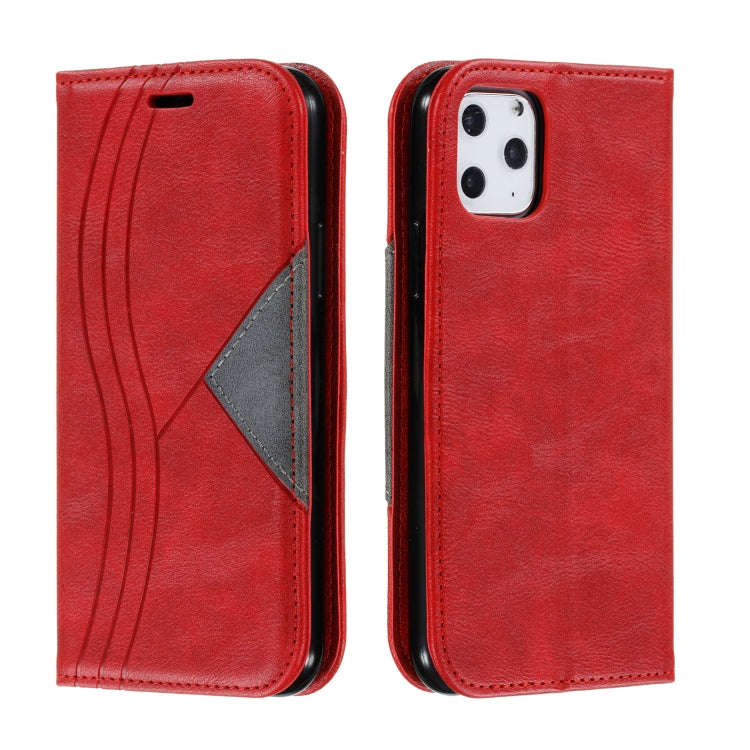 For iPhone 11 Pro Splicing Color Magnetic Hem Horizontal Flip Leather Case with Holder & Card Slots