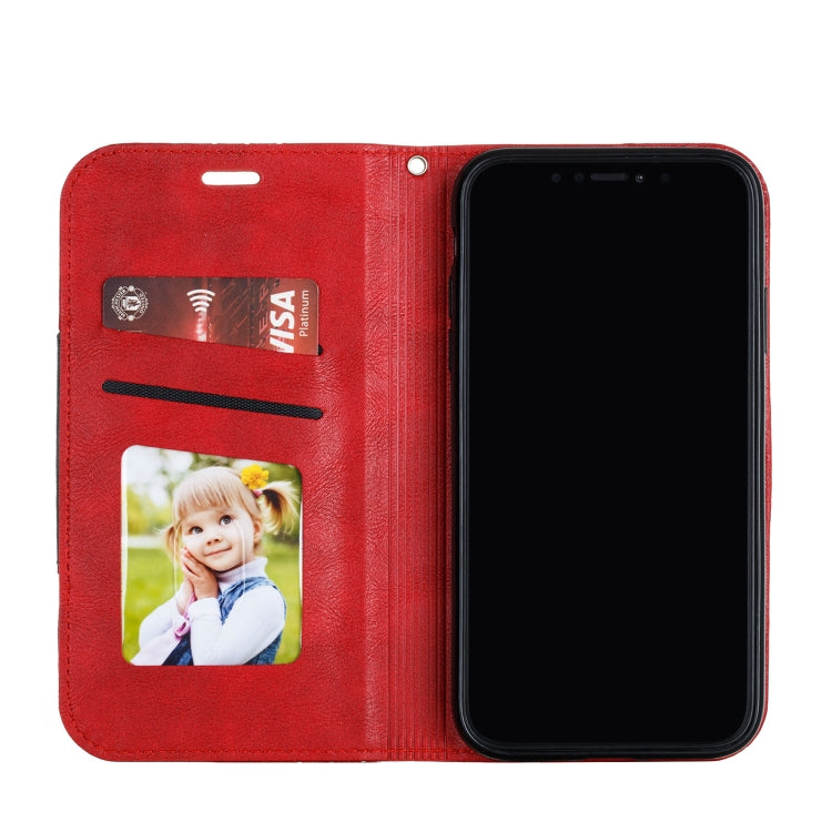 For iPhone 11 Pro Splicing Color Magnetic Hem Horizontal Flip Leather Case with Holder & Card Slots