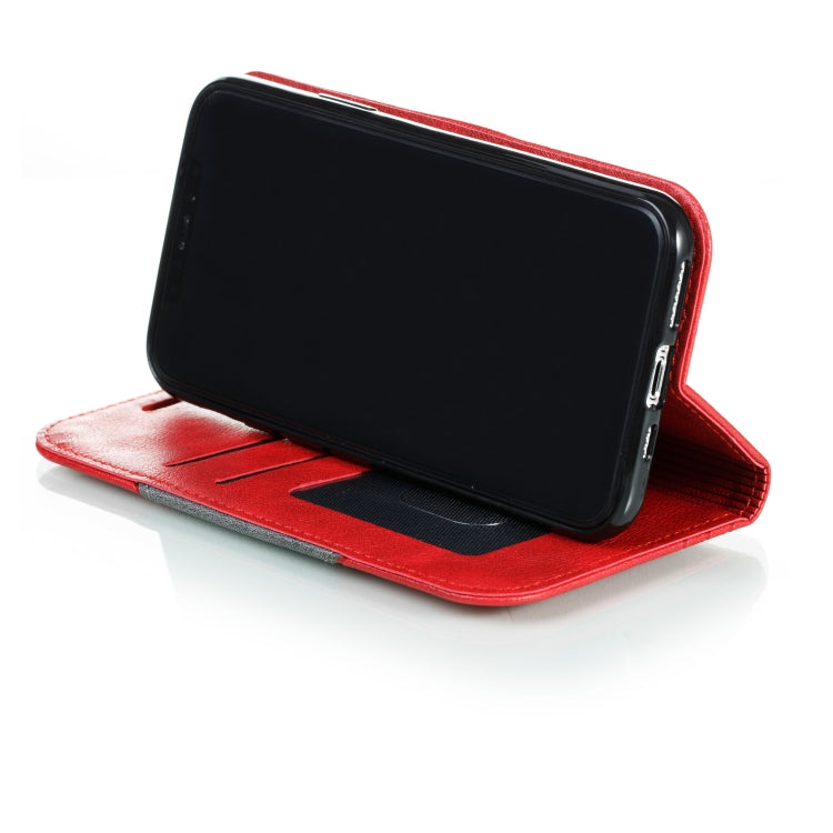 For iPhone 11 Pro Splicing Color Magnetic Hem Horizontal Flip Leather Case with Holder & Card Slots
