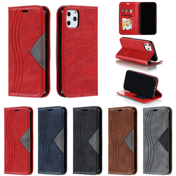 For iPhone 11 Pro Splicing Color Magnetic Hem Horizontal Flip Leather Case with Holder & Card Slots