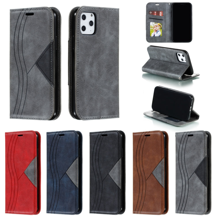 For iPhone 11 Pro Splicing Color Magnetic Hem Horizontal Flip Leather Case with Holder & Card Slots