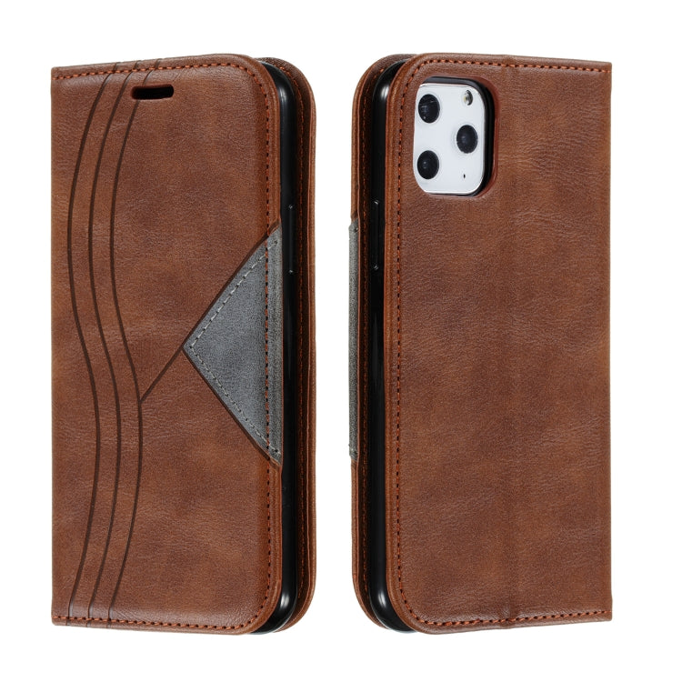 For iPhone 11 Pro Splicing Color Magnetic Hem Horizontal Flip Leather Case with Holder & Card Slots