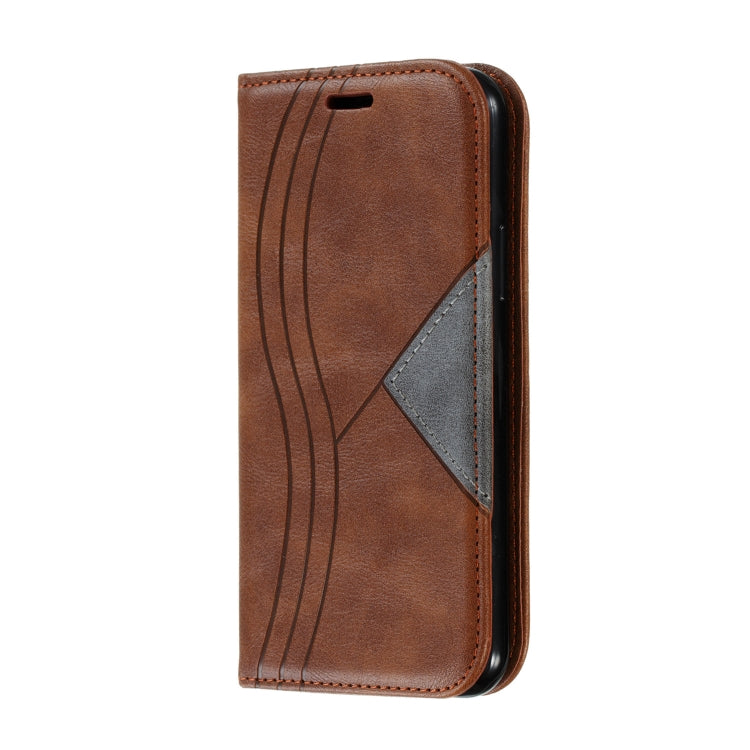 For iPhone 11 Pro Splicing Color Magnetic Hem Horizontal Flip Leather Case with Holder & Card Slots