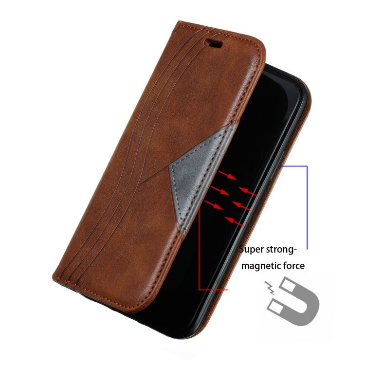 For iPhone 11 Pro Splicing Color Magnetic Hem Horizontal Flip Leather Case with Holder & Card Slots