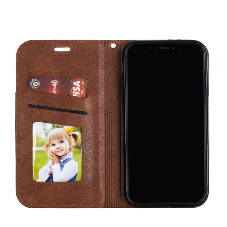 For iPhone 11 Pro Splicing Color Magnetic Hem Horizontal Flip Leather Case with Holder & Card Slots