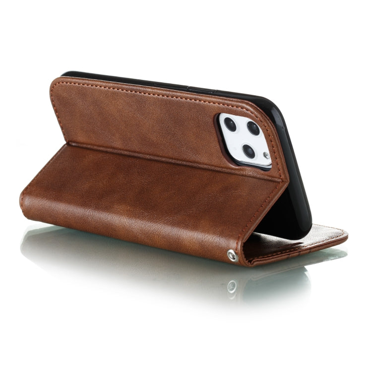 For iPhone 11 Pro Splicing Color Magnetic Hem Horizontal Flip Leather Case with Holder & Card Slots