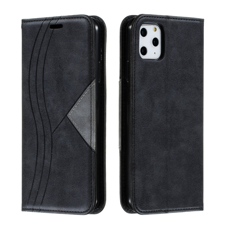 For iPhone 11 Pro Max Splicing Color Magnetic Hem Horizontal Flip Leather Case with Holder & Card Slots
