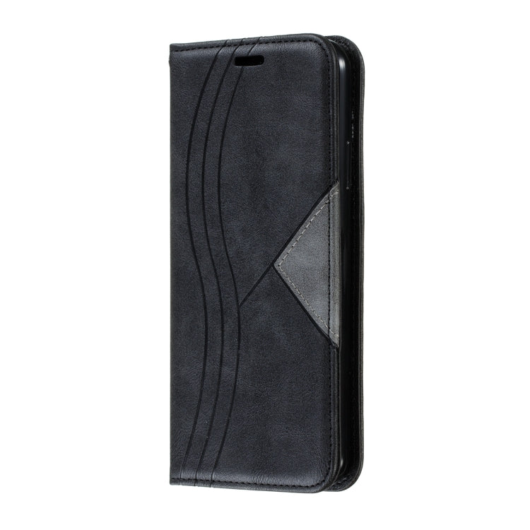 For iPhone 11 Pro Max Splicing Color Magnetic Hem Horizontal Flip Leather Case with Holder & Card Slots