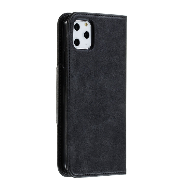 For iPhone 11 Pro Max Splicing Color Magnetic Hem Horizontal Flip Leather Case with Holder & Card Slots