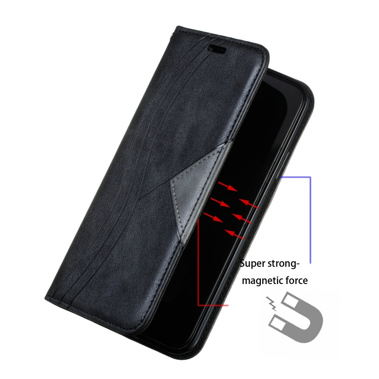 For iPhone 11 Pro Max Splicing Color Magnetic Hem Horizontal Flip Leather Case with Holder & Card Slots