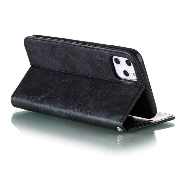 For iPhone 11 Pro Max Splicing Color Magnetic Hem Horizontal Flip Leather Case with Holder & Card Slots
