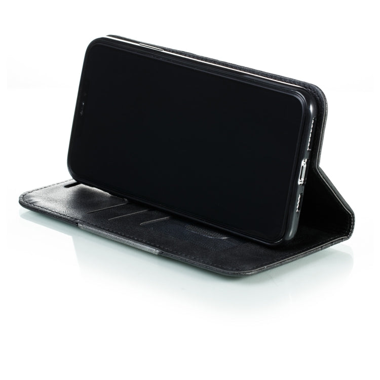 For iPhone 11 Pro Max Splicing Color Magnetic Hem Horizontal Flip Leather Case with Holder & Card Slots