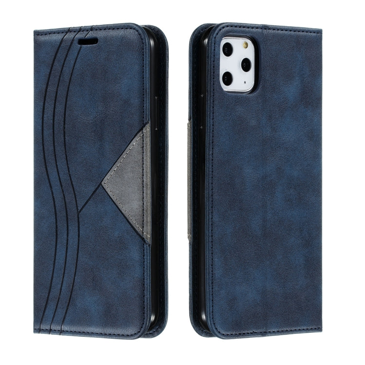 For iPhone 11 Pro Max Splicing Color Magnetic Hem Horizontal Flip Leather Case with Holder & Card Slots