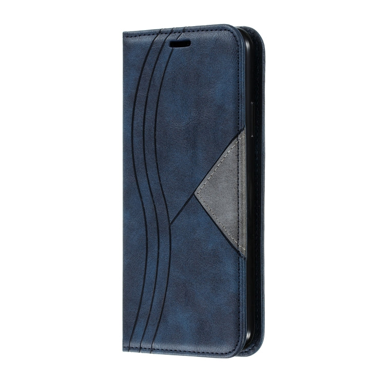 For iPhone 11 Pro Max Splicing Color Magnetic Hem Horizontal Flip Leather Case with Holder & Card Slots