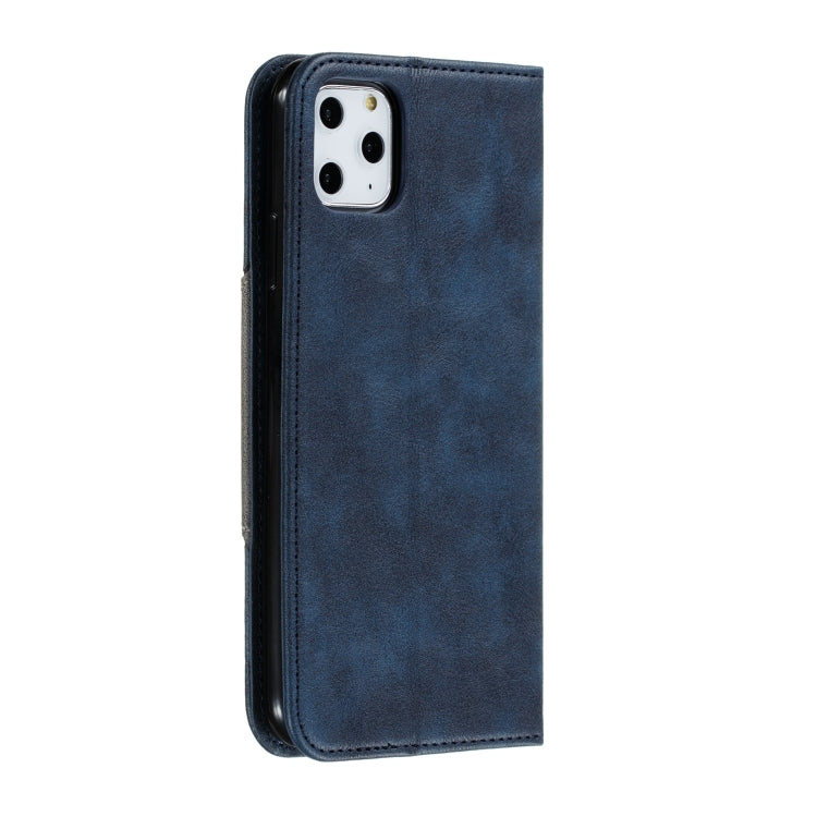 For iPhone 11 Pro Max Splicing Color Magnetic Hem Horizontal Flip Leather Case with Holder & Card Slots