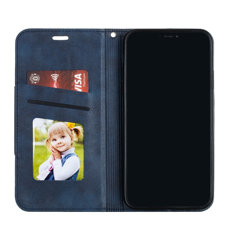 For iPhone 11 Pro Max Splicing Color Magnetic Hem Horizontal Flip Leather Case with Holder & Card Slots