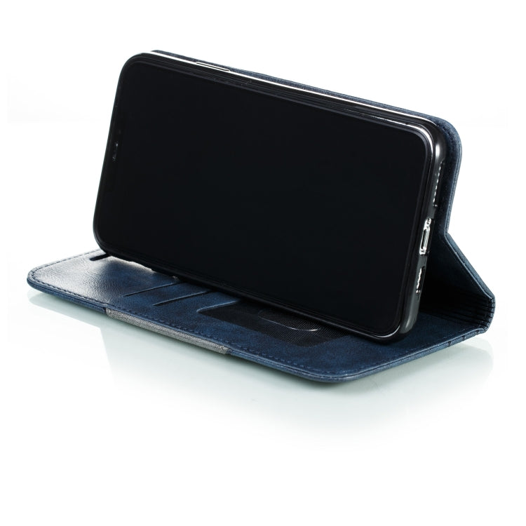 For iPhone 11 Pro Max Splicing Color Magnetic Hem Horizontal Flip Leather Case with Holder & Card Slots