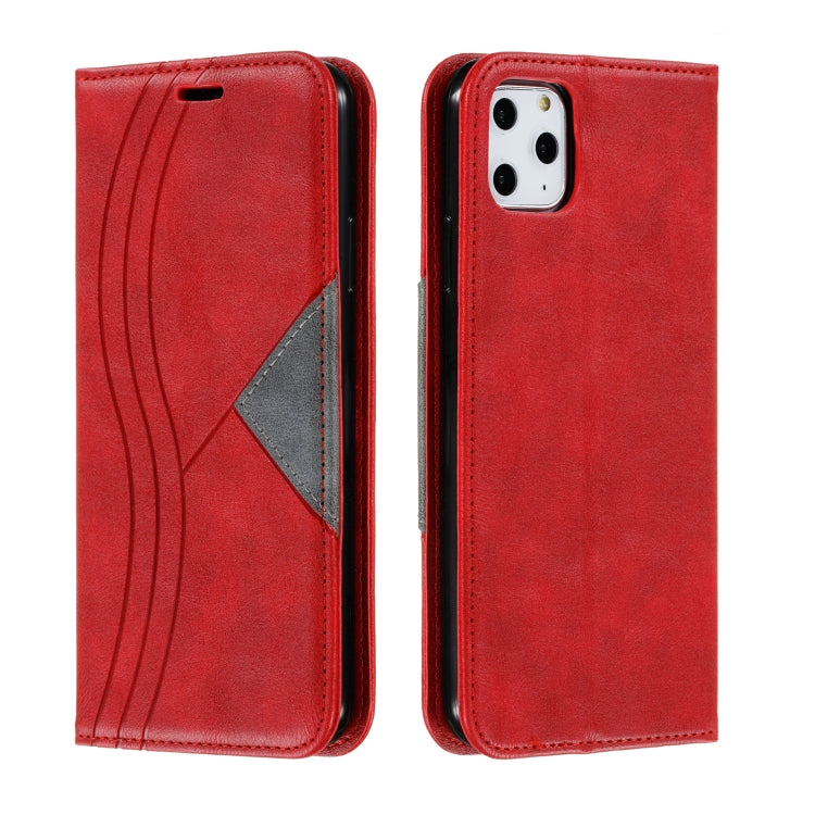 For iPhone 11 Pro Max Splicing Color Magnetic Hem Horizontal Flip Leather Case with Holder & Card Slots