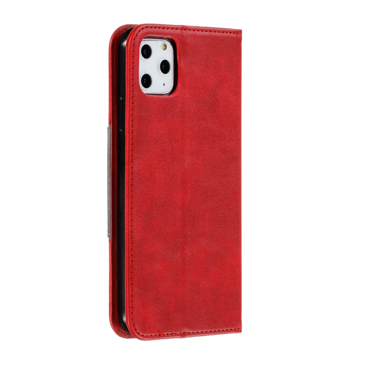 For iPhone 11 Pro Max Splicing Color Magnetic Hem Horizontal Flip Leather Case with Holder & Card Slots