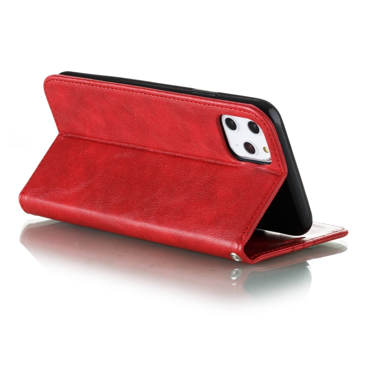 For iPhone 11 Pro Max Splicing Color Magnetic Hem Horizontal Flip Leather Case with Holder & Card Slots