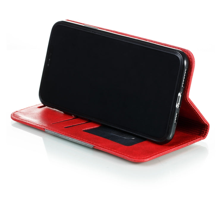 For iPhone 11 Pro Max Splicing Color Magnetic Hem Horizontal Flip Leather Case with Holder & Card Slots