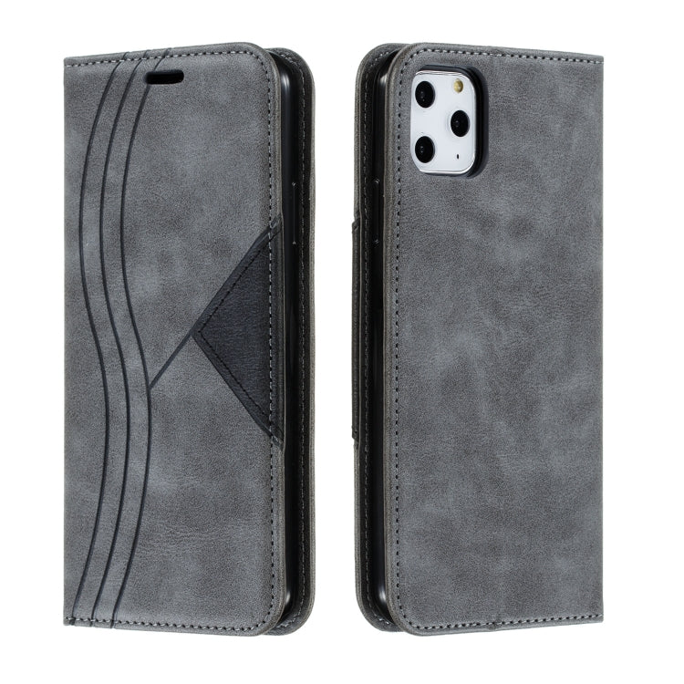 For iPhone 11 Pro Max Splicing Color Magnetic Hem Horizontal Flip Leather Case with Holder & Card Slots