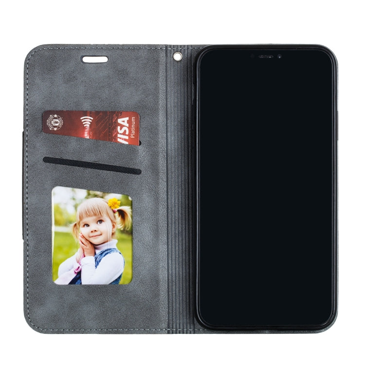 For iPhone 11 Pro Max Splicing Color Magnetic Hem Horizontal Flip Leather Case with Holder & Card Slots