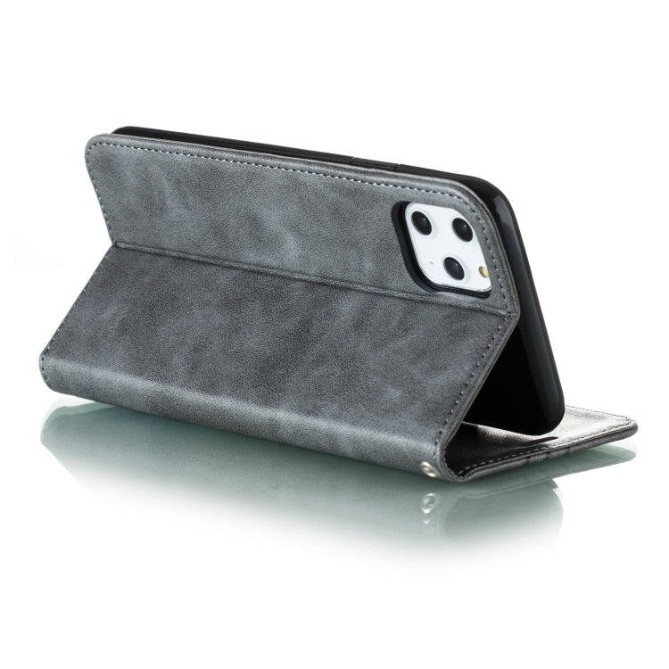 For iPhone 11 Pro Max Splicing Color Magnetic Hem Horizontal Flip Leather Case with Holder & Card Slots