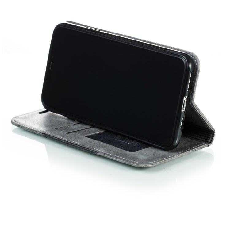 For iPhone 11 Pro Max Splicing Color Magnetic Hem Horizontal Flip Leather Case with Holder & Card Slots