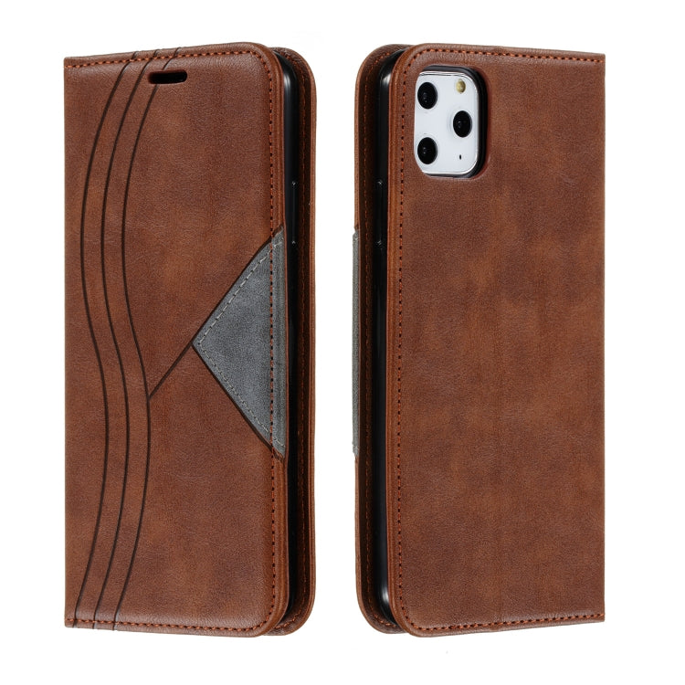 For iPhone 11 Pro Max Splicing Color Magnetic Hem Horizontal Flip Leather Case with Holder & Card Slots