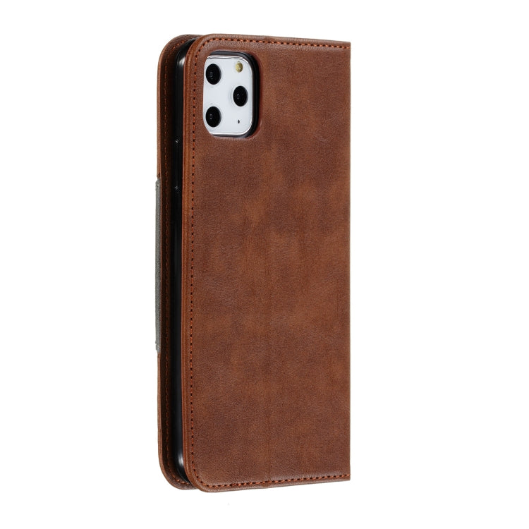For iPhone 11 Pro Max Splicing Color Magnetic Hem Horizontal Flip Leather Case with Holder & Card Slots
