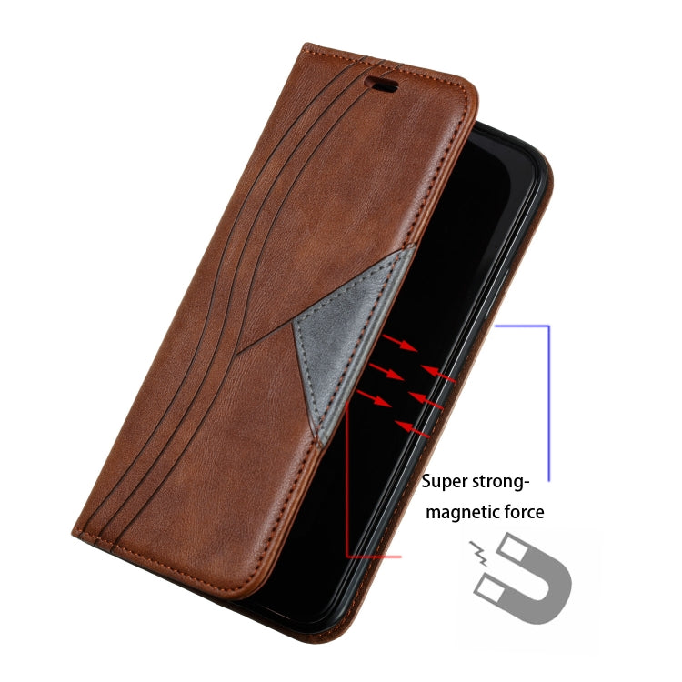 For iPhone 11 Pro Max Splicing Color Magnetic Hem Horizontal Flip Leather Case with Holder & Card Slots