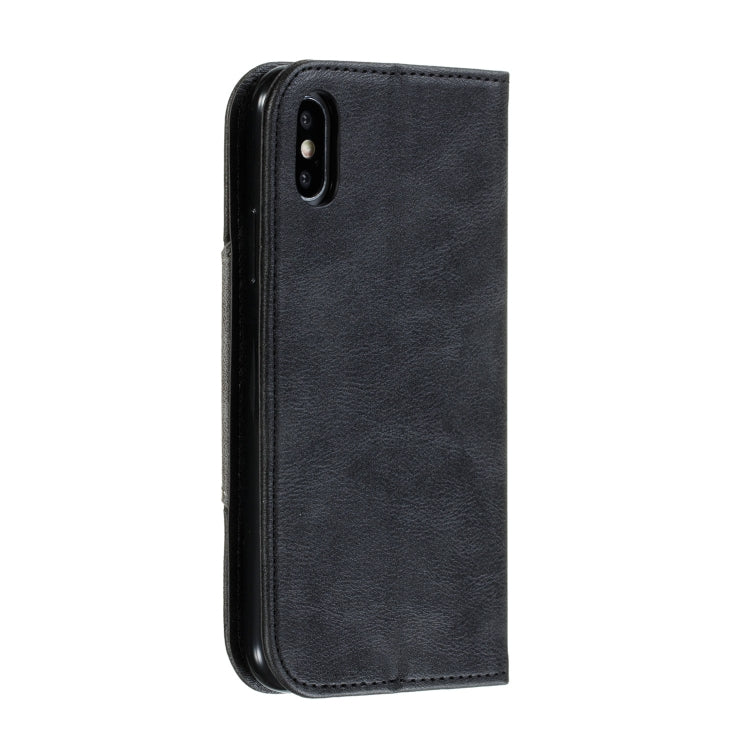 For iPhone X / XS Splicing Color Magnetic Hem Horizontal Flip Leather Case with Holder & Card Slots