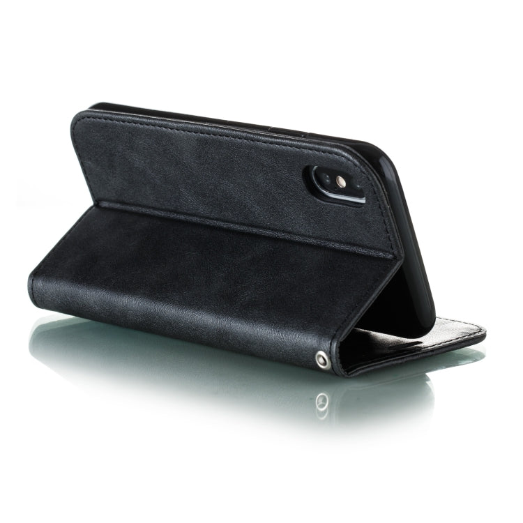 For iPhone X / XS Splicing Color Magnetic Hem Horizontal Flip Leather Case with Holder & Card Slots