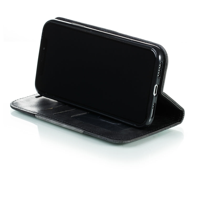For iPhone X / XS Splicing Color Magnetic Hem Horizontal Flip Leather Case with Holder & Card Slots