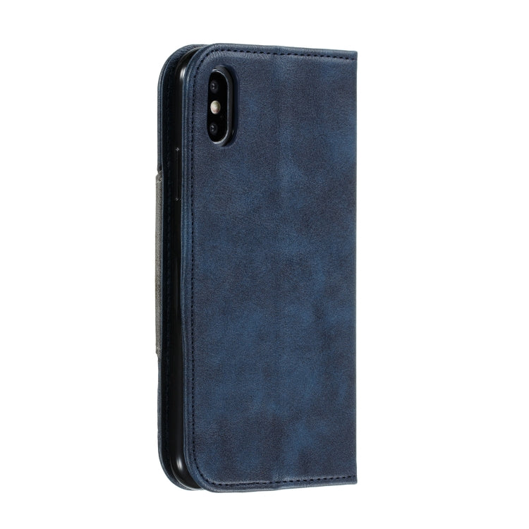 For iPhone X / XS Splicing Color Magnetic Hem Horizontal Flip Leather Case with Holder & Card Slots